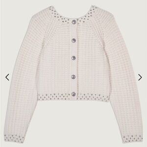 Maje White Knit Sweater Jacket